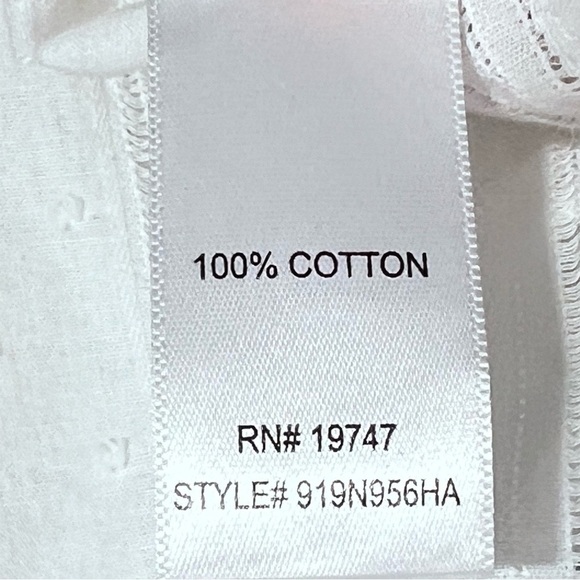 Land' n Sea Women Eyelet Split Tie Neck Blouse White 100% Cotton Women Size L - Picture 10 of 11